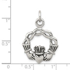 Sterling Silver 925 Men's Antiqued Claddagh Pendant Vintage Elegance