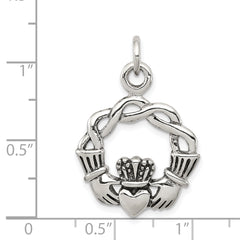 Sterling Silver 925 Men's Antiqued Claddagh Pendant Vintage Elegance