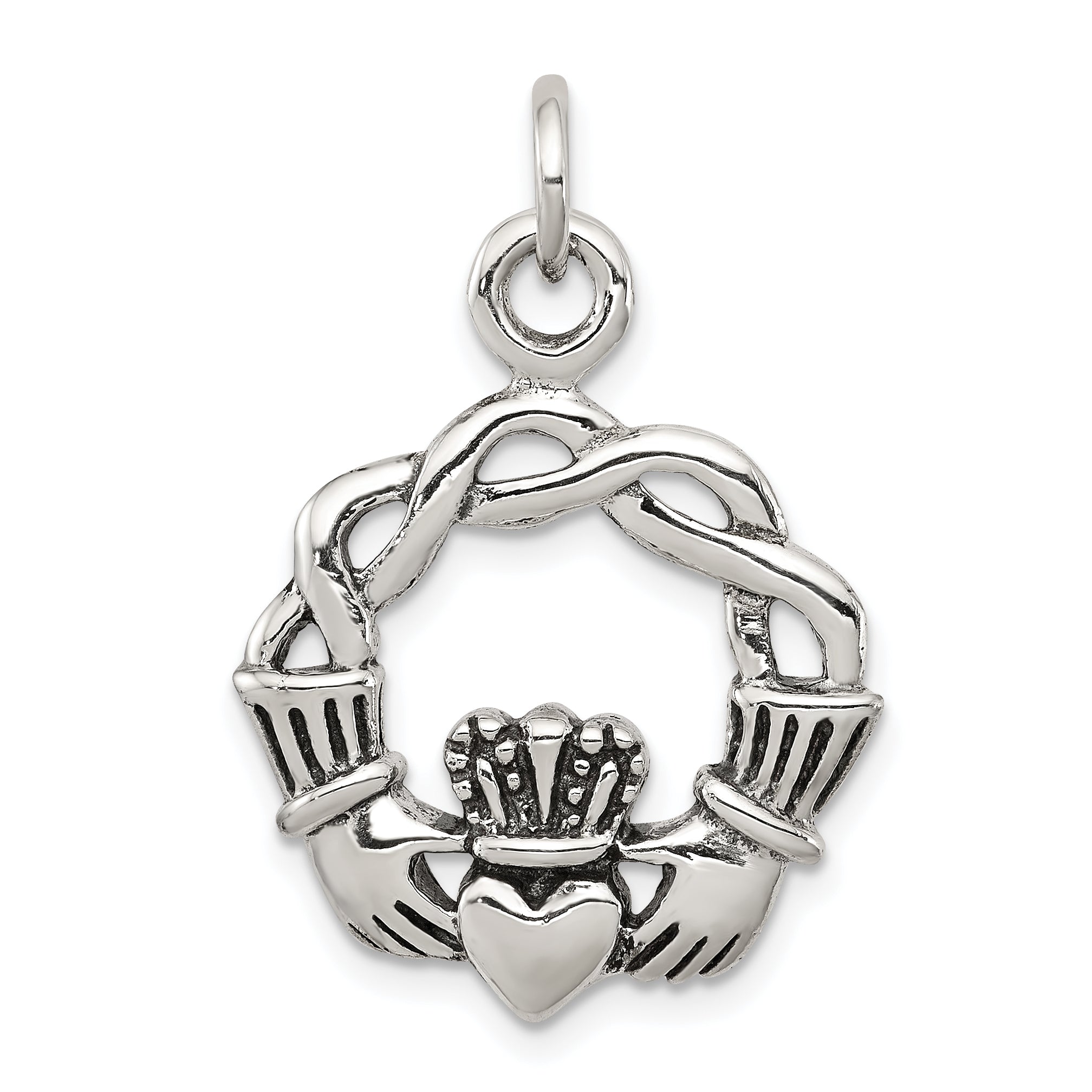 Sterling Silver Antiqued Claddagh Pendant Main image