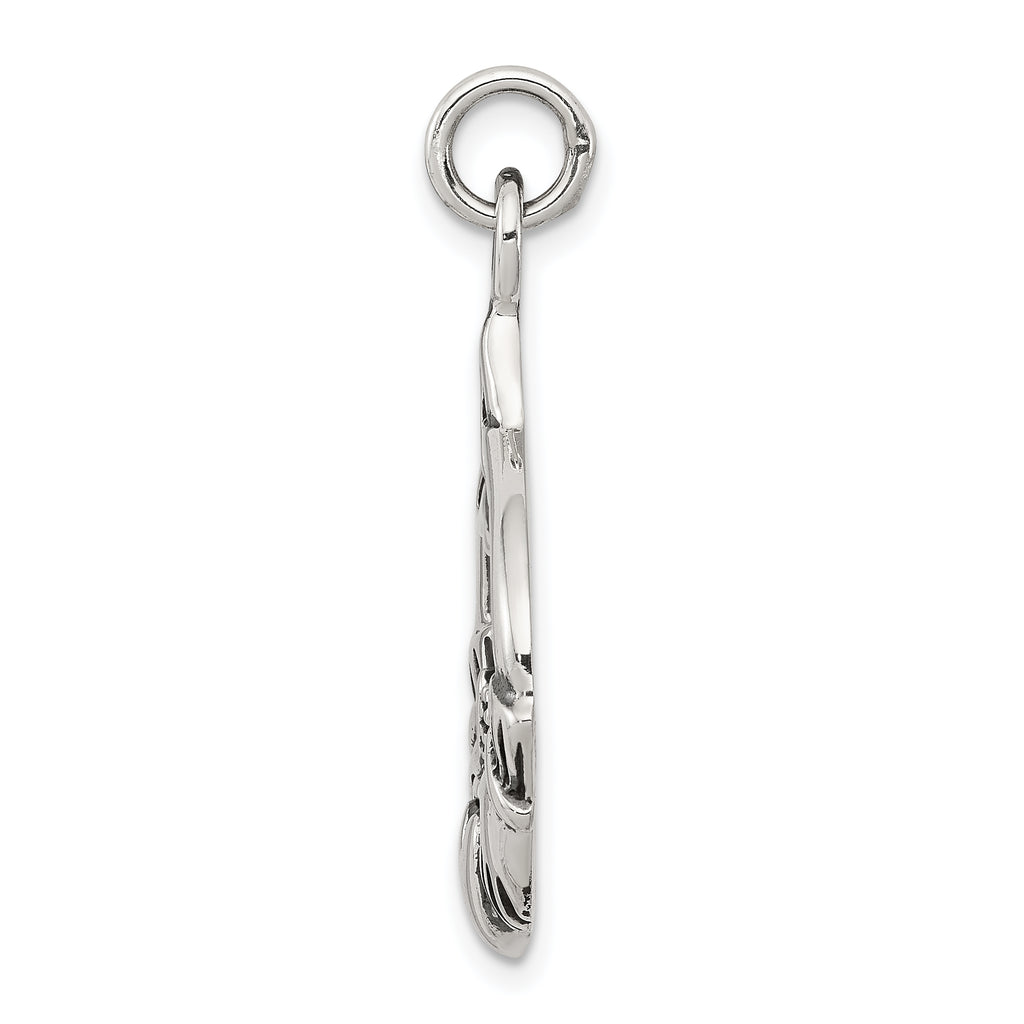 Sterling Silver Mens Claddagh Pendant with Antiqued Finish by Sophia Jewelers