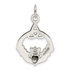 Sterling Silver Mens Claddagh Pendant with Antiqued Finish by Sophia Jewelers