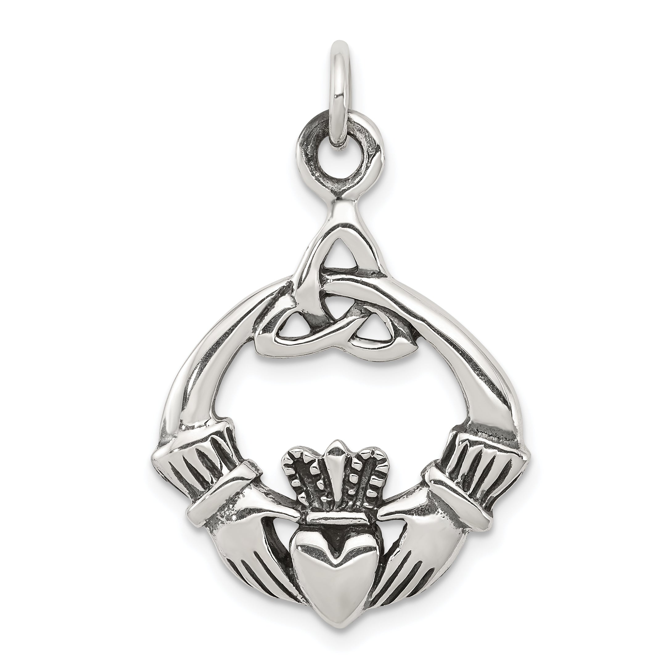Sterling Silver Antiqued Claddagh Pendant Main image