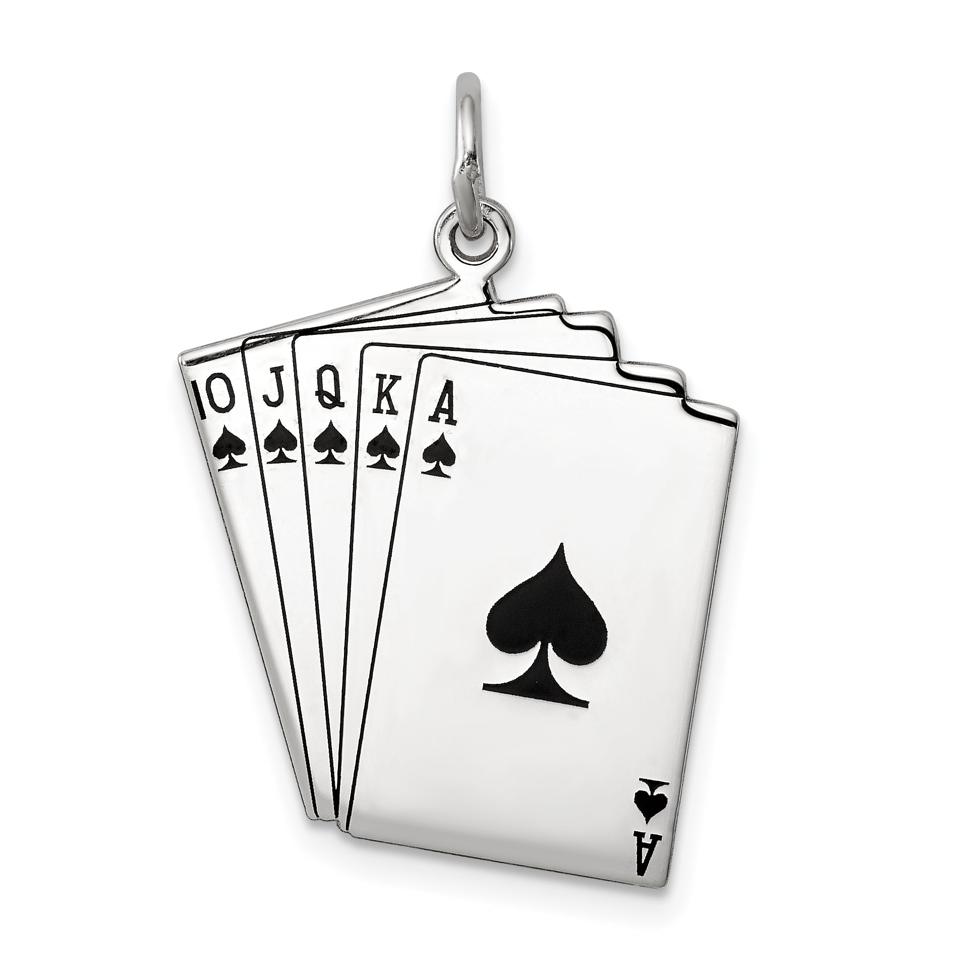Sterling Silver Rhodium-plated Playing cards Polished Charm Main image