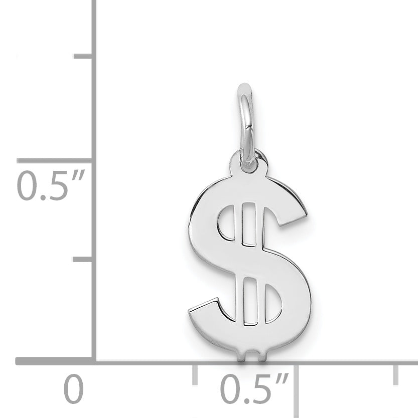 Sterling Silver 925 Men's Dollar Sign Pendant with Polished Finish