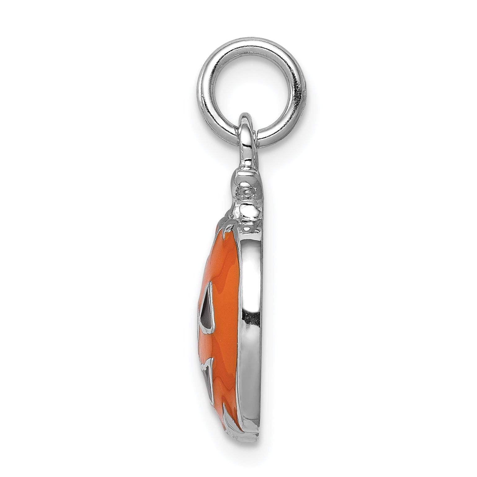 Sterling Silver Rhodium-Plated Jack-o'-Lantern Charm Halloween Themed Elegant Pendant