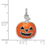 Sterling Silver Rhodium-Plated Jack-o'-Lantern Charm Halloween Themed Elegant Pendant
