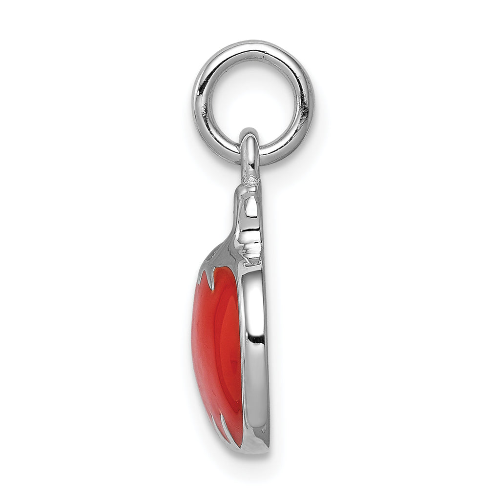 Sterling Silver 925 Pumpkin Charm with Rhodium and Orange Enamel