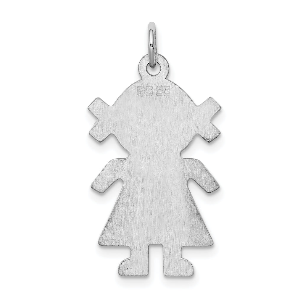 Sterling Silver 925 Engravable Girl Charm with Polished Finish