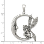 Vintage Inspired Sterling Silver Moon Fairy Pendant with Antiqued Finish