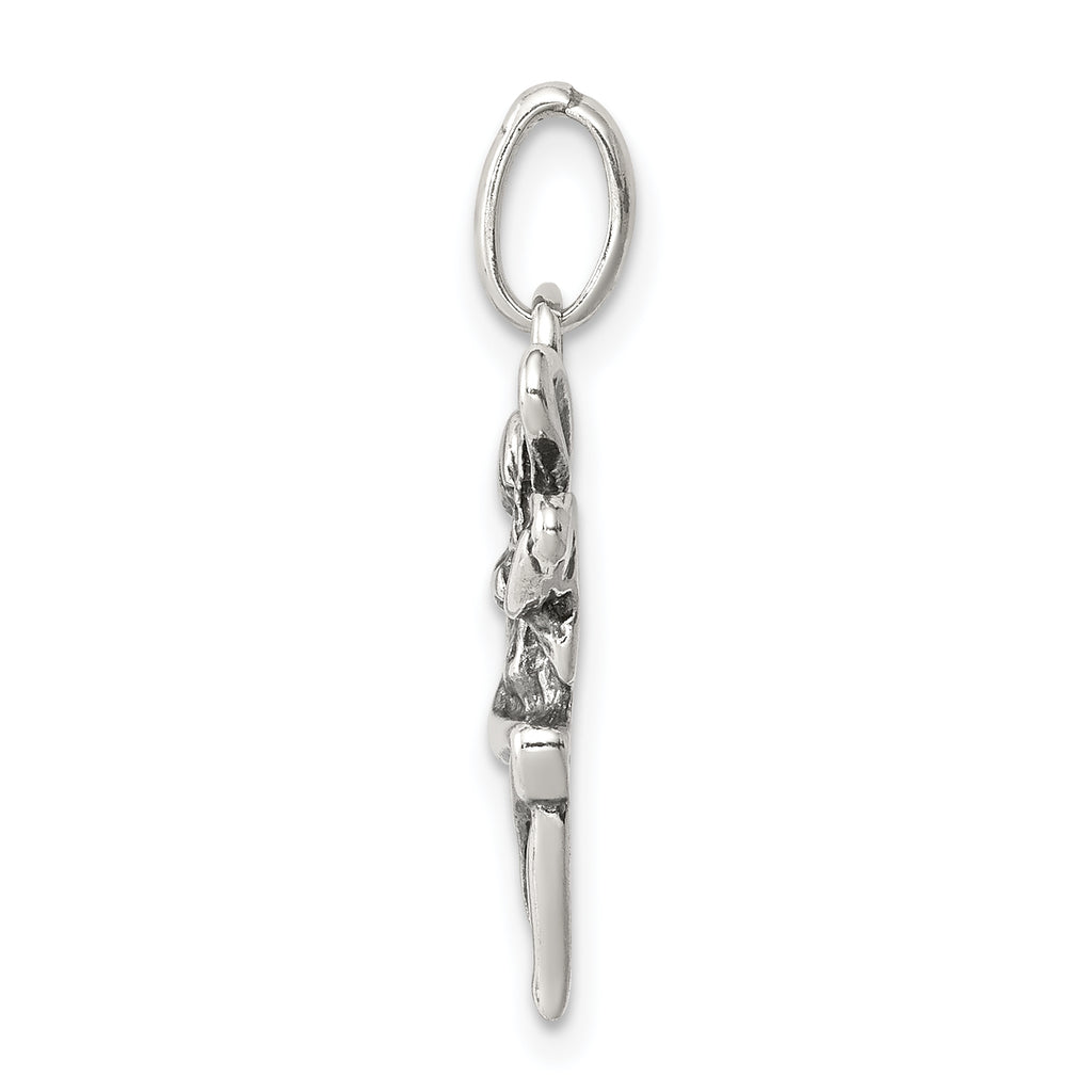 Sterling Silver 925 Fairy Pendant with Antiqued Finish Vintage Charm