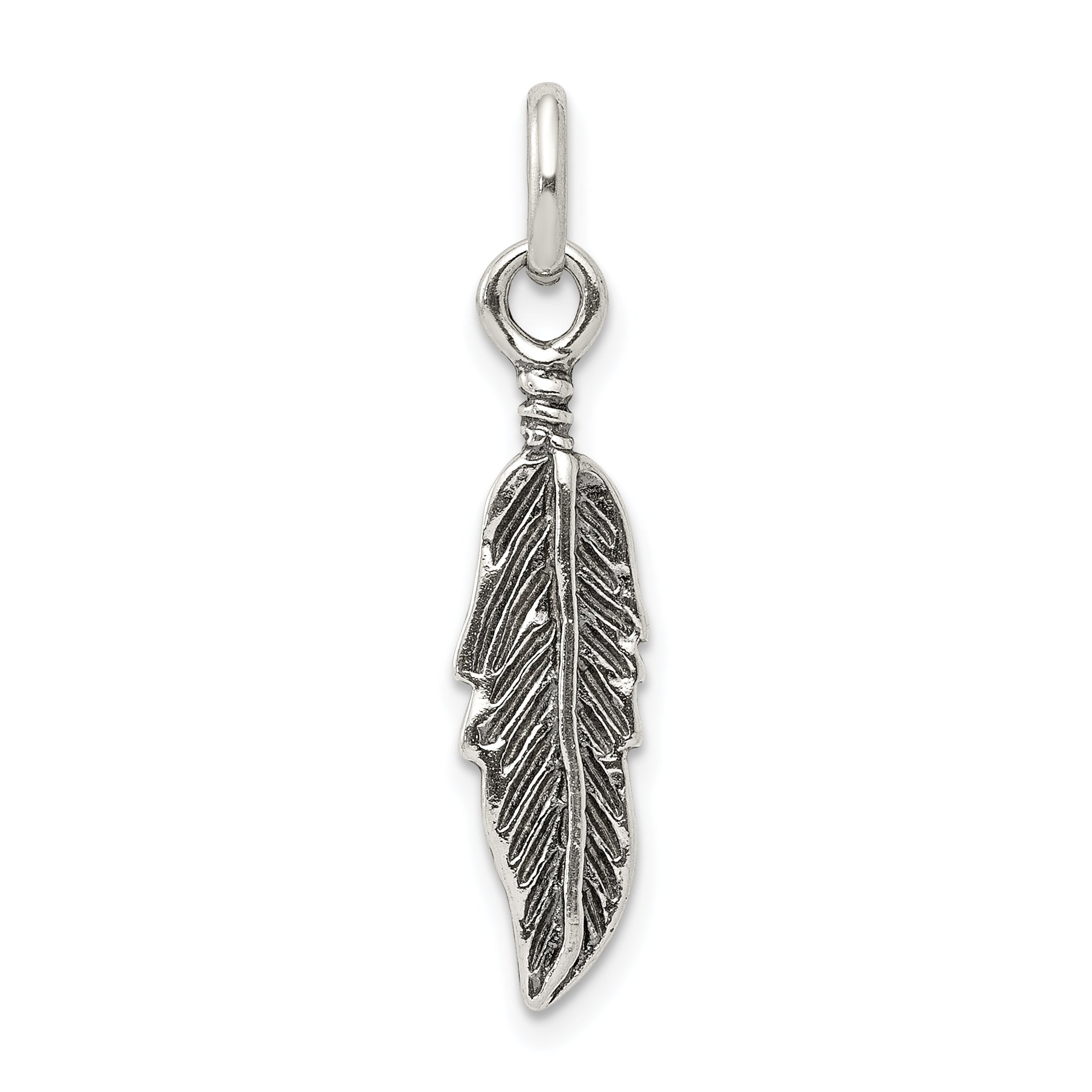Sterling Silver Antiqued Feather Charm Main image
