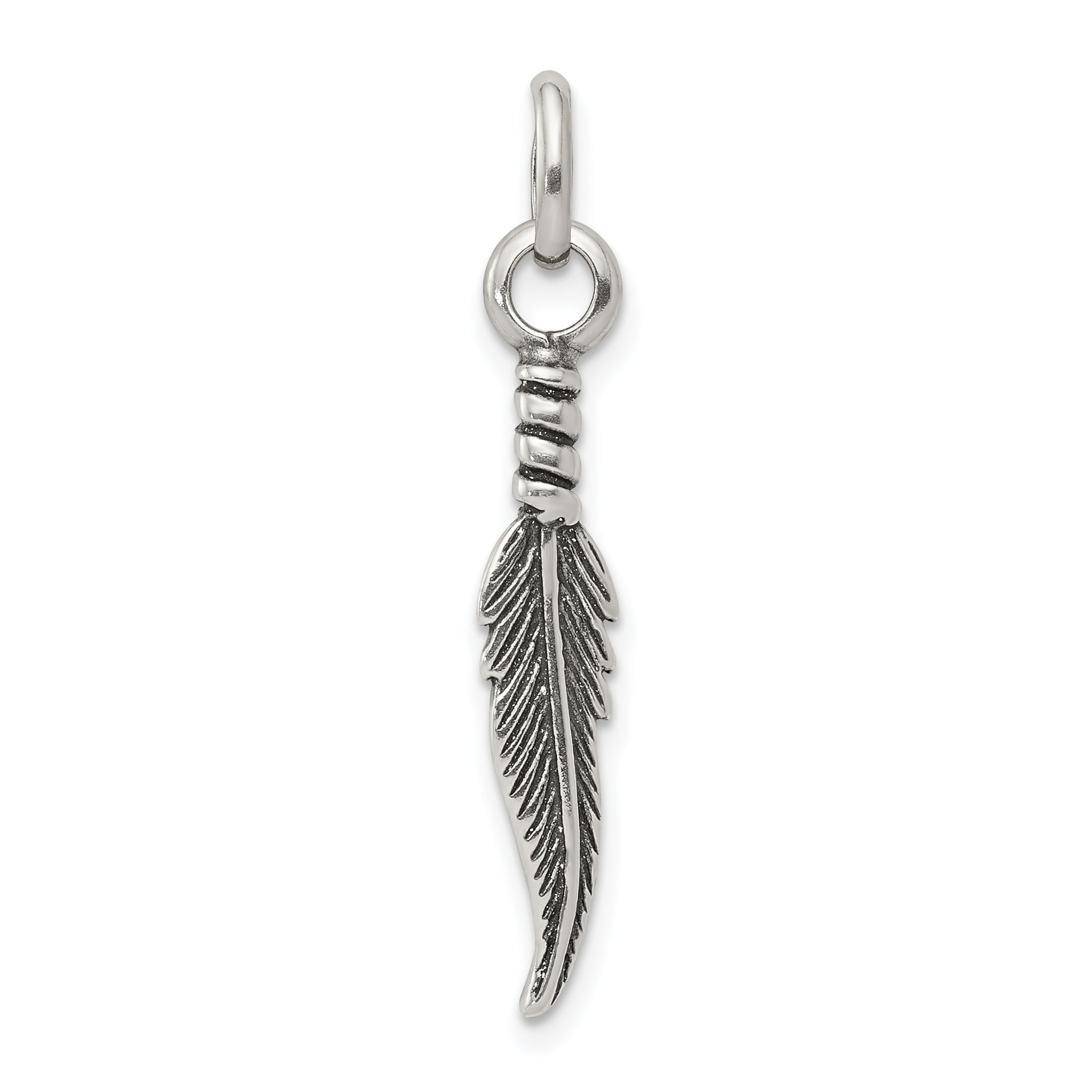 Sterling Silver Antiqued Feather Charm Main image