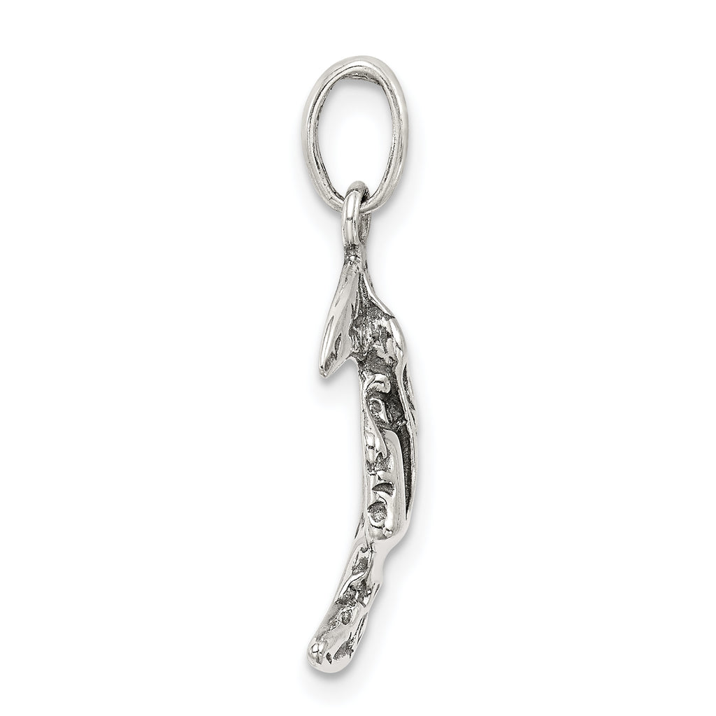 Sterling Silver 925 Men's Antiqued Moon Charm Pendant Solid Cast
