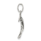Sterling Silver 925 Men's Antiqued Moon Charm Pendant Solid Cast
