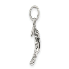 Sterling Silver 925 Men's Antiqued Moon Charm Pendant Solid Cast