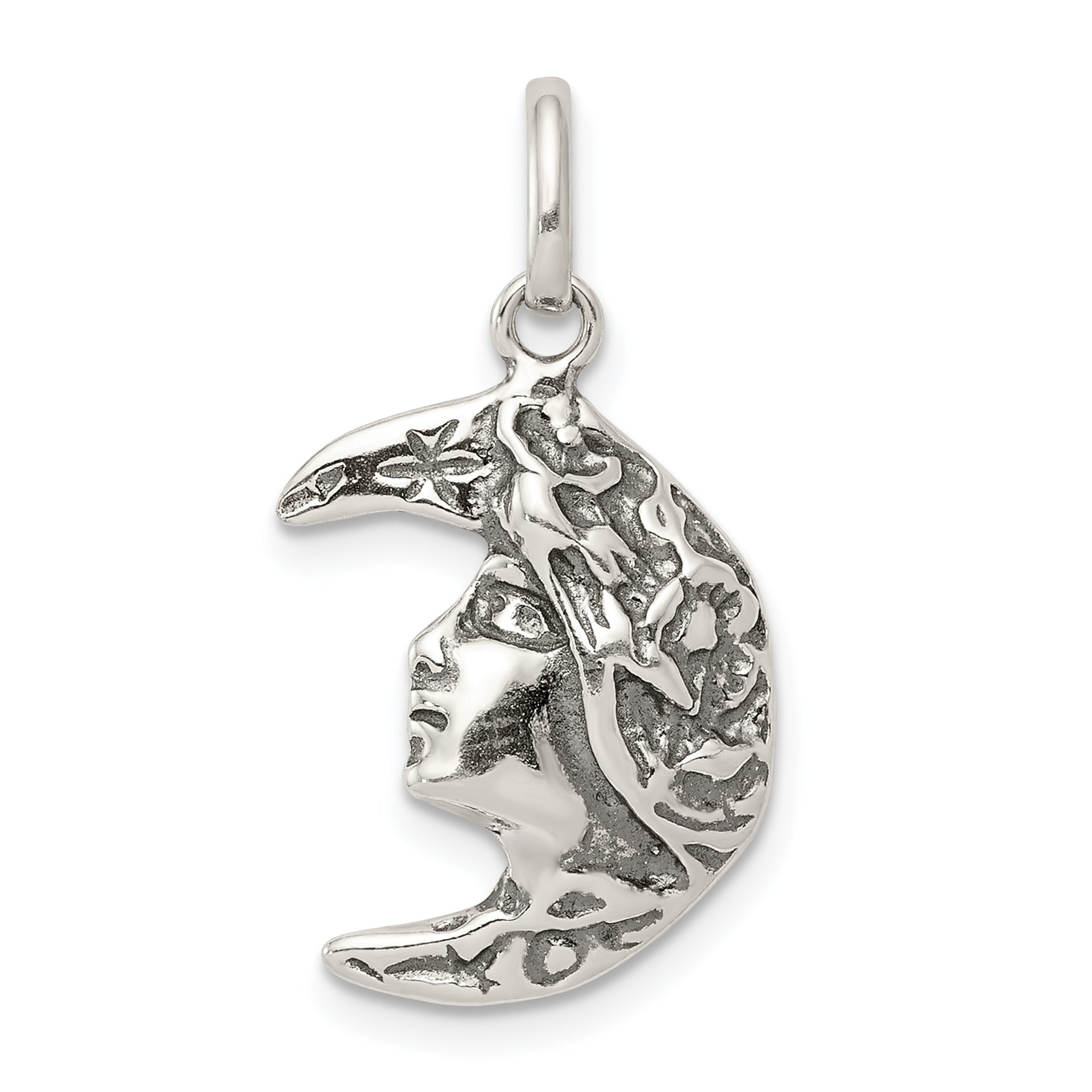 Sterling Silver Antiqued Moon Charm Main image