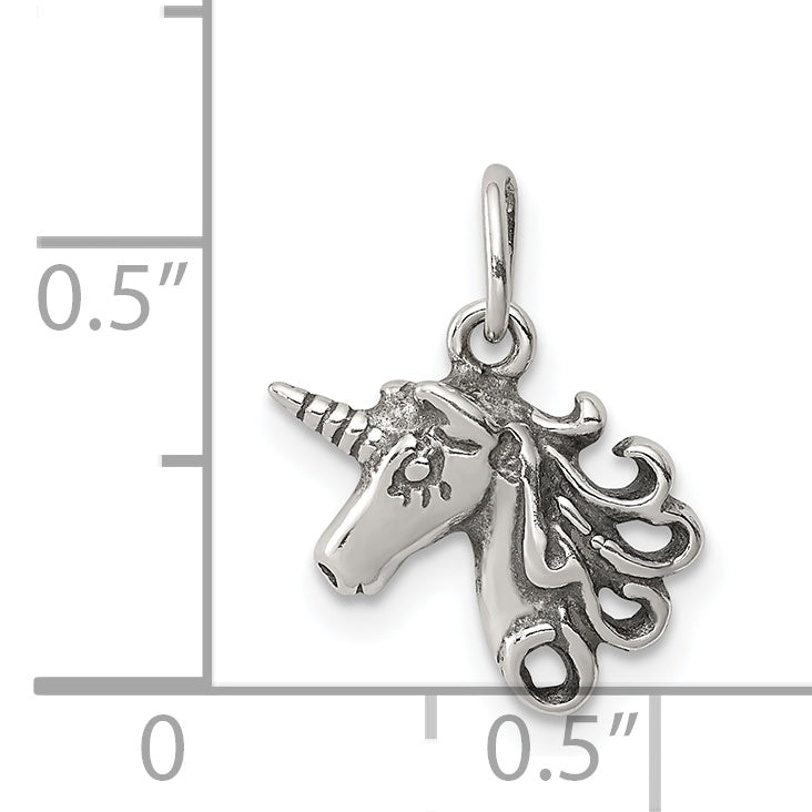 Sophia Jewelers Sterling Silver Antiqued Unicorn Charm Vintage Pendant