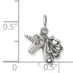 Sophia Jewelers Sterling Silver Antiqued Unicorn Charm Vintage Pendant