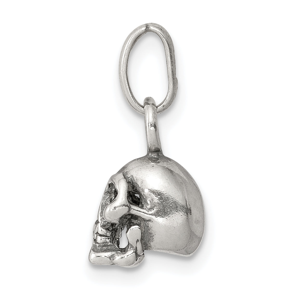 Sterling Silver 925 Antiqued Skull Charm with 3D Detail Secondary image