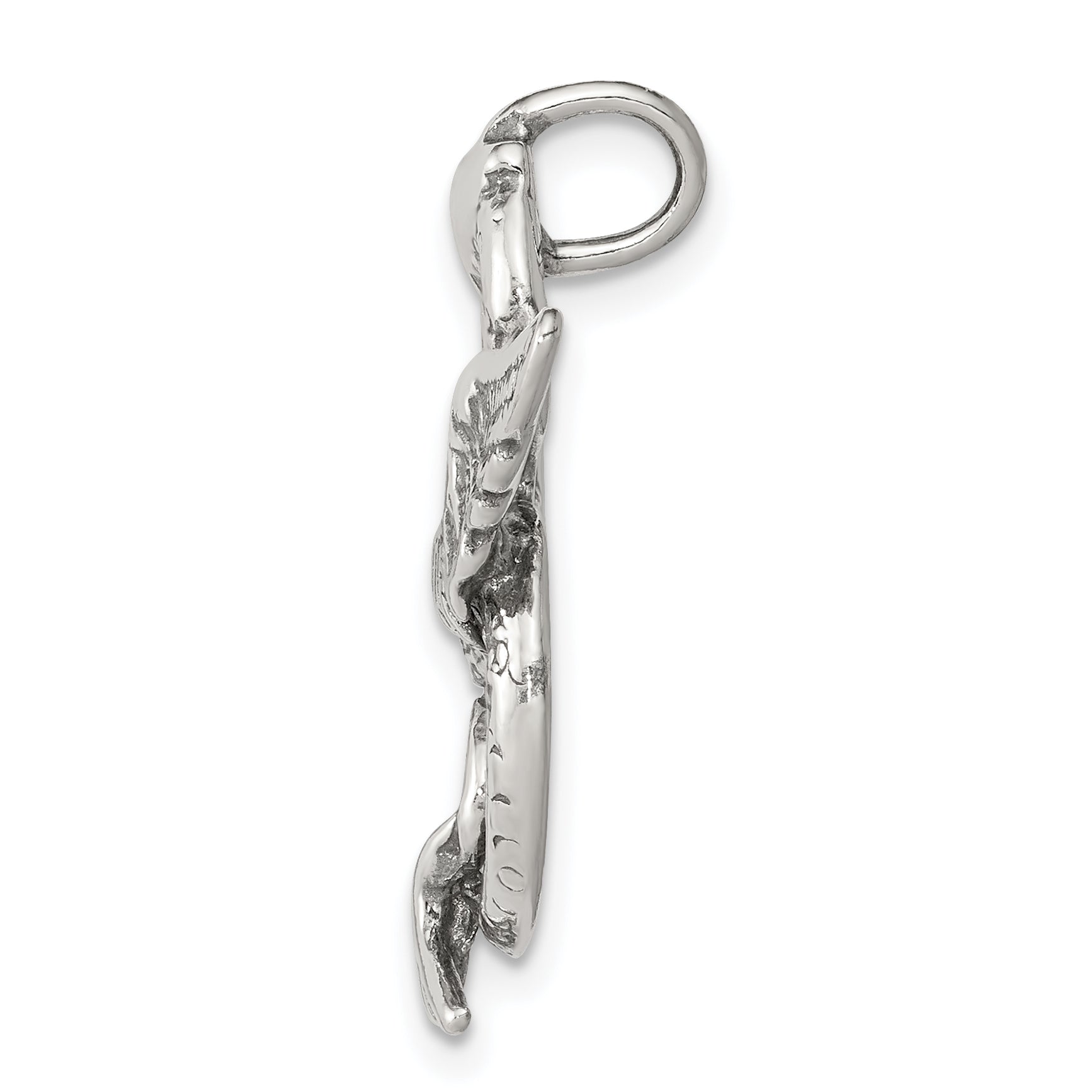 Sterling Silver 925 Men's Antiqued Dragon Charm Pendant Solid Cast