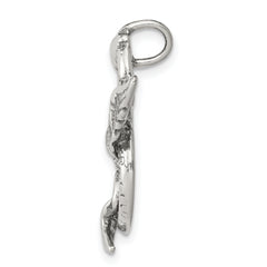 Sterling Silver 925 Men's Antiqued Dragon Charm Pendant Solid Cast