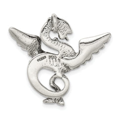 Sterling Silver 925 Men's Antiqued Dragon Charm Pendant Solid Cast