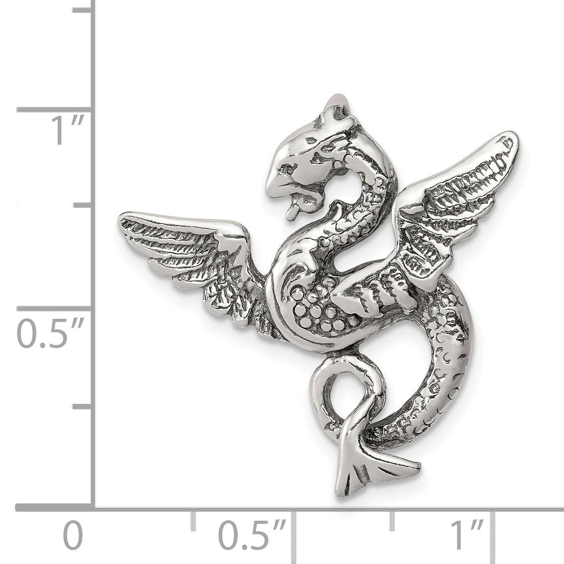 Sterling Silver 925 Men's Antiqued Dragon Charm Pendant Solid Cast