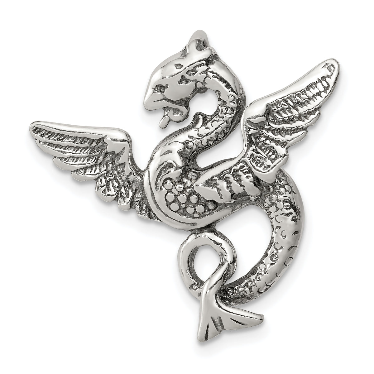 Sterling Silver Antiqued Dragon Charm