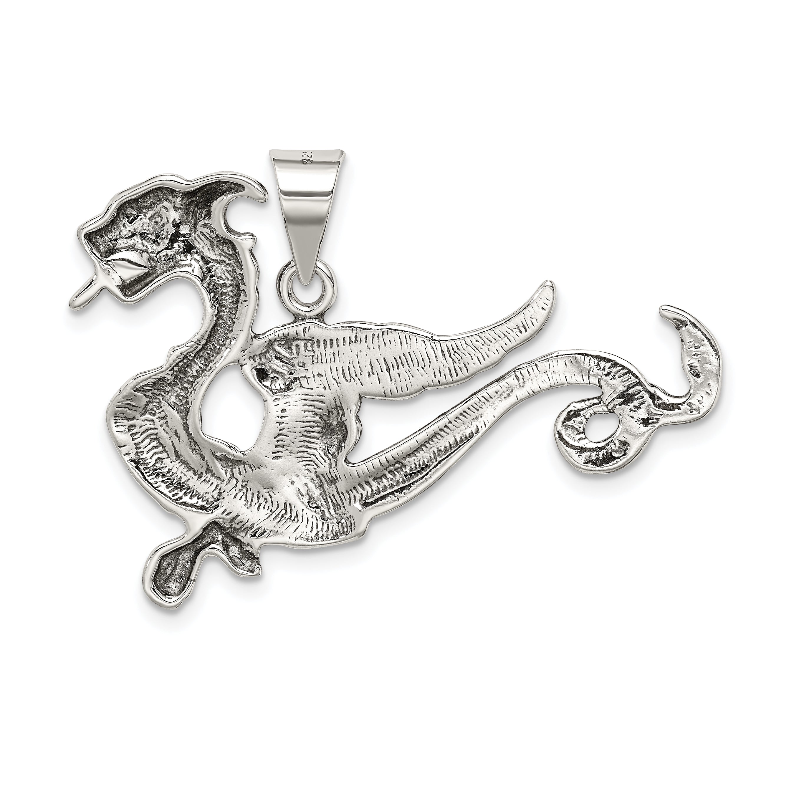 Sophia Jewelers Men's Sterling Silver 925 Antiqued Dragon Charm Pendant