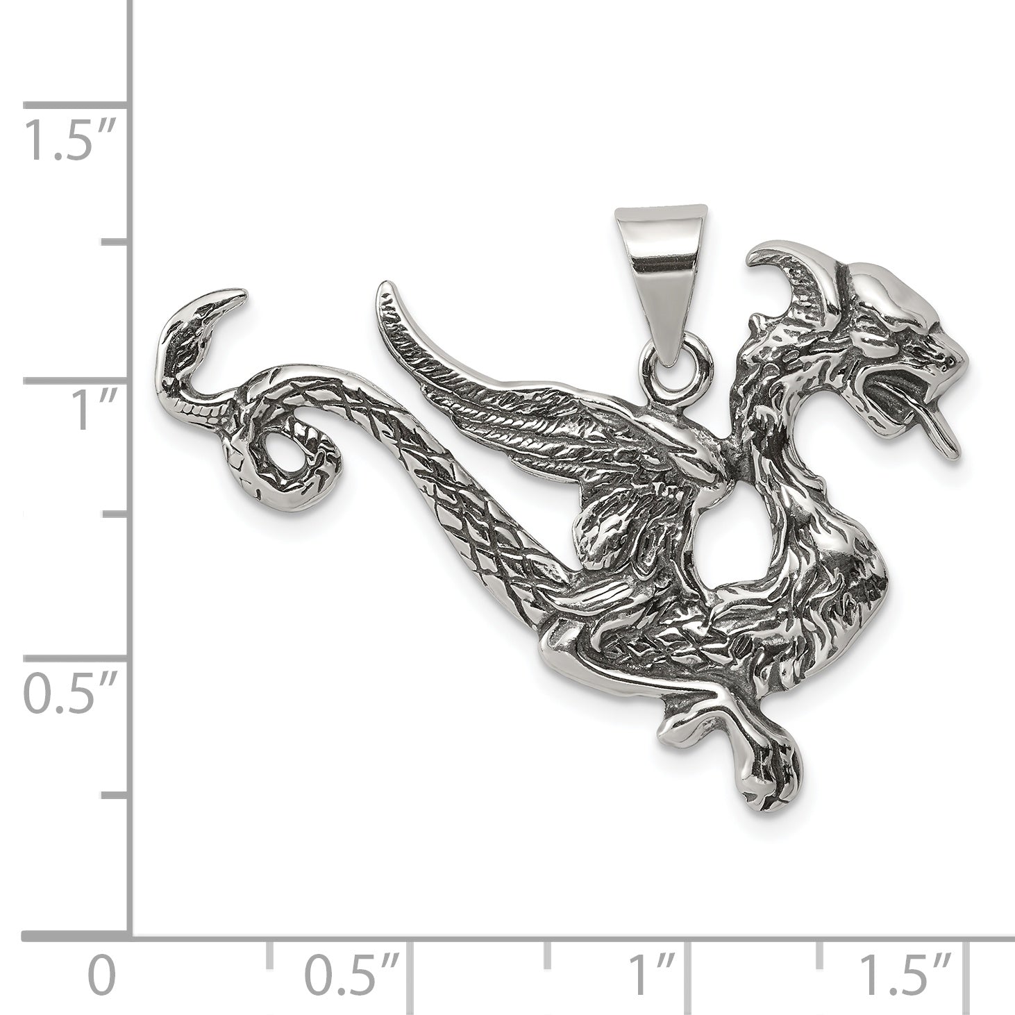 Sophia Jewelers Men's Sterling Silver 925 Antiqued Dragon Charm Pendant