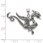 Sophia Jewelers Men's Sterling Silver 925 Antiqued Dragon Charm Pendant