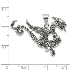 Sophia Jewelers Men's Sterling Silver 925 Antiqued Dragon Charm Pendant