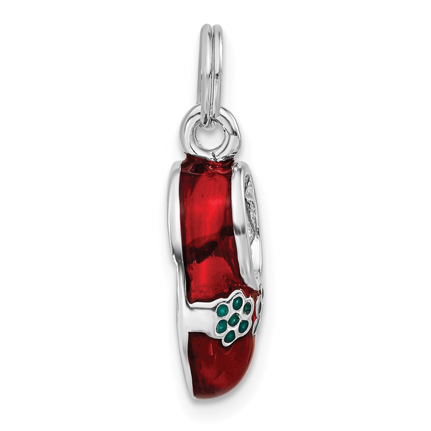 Blue & Red Enameled Shoe Charm in Sterling Silver