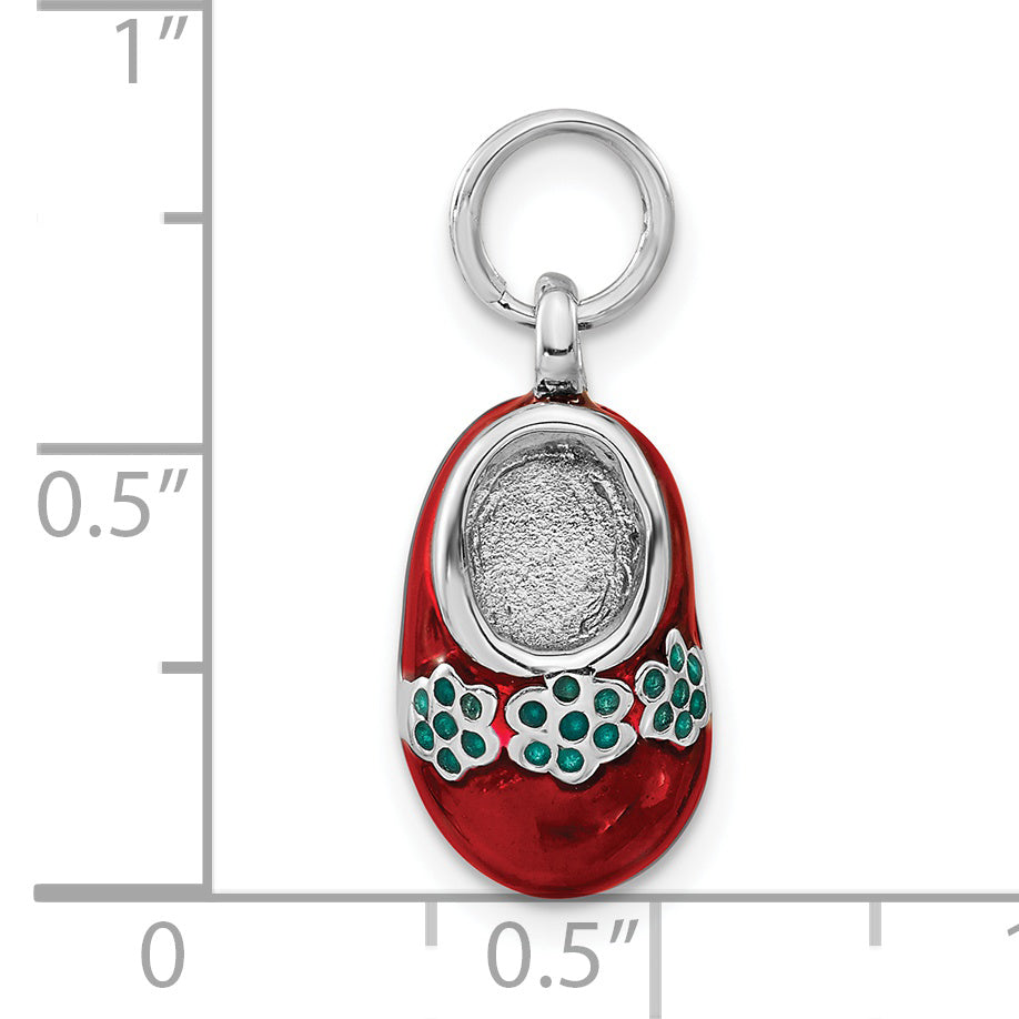 Blue & Red Enameled Shoe Charm in Sterling Silver
