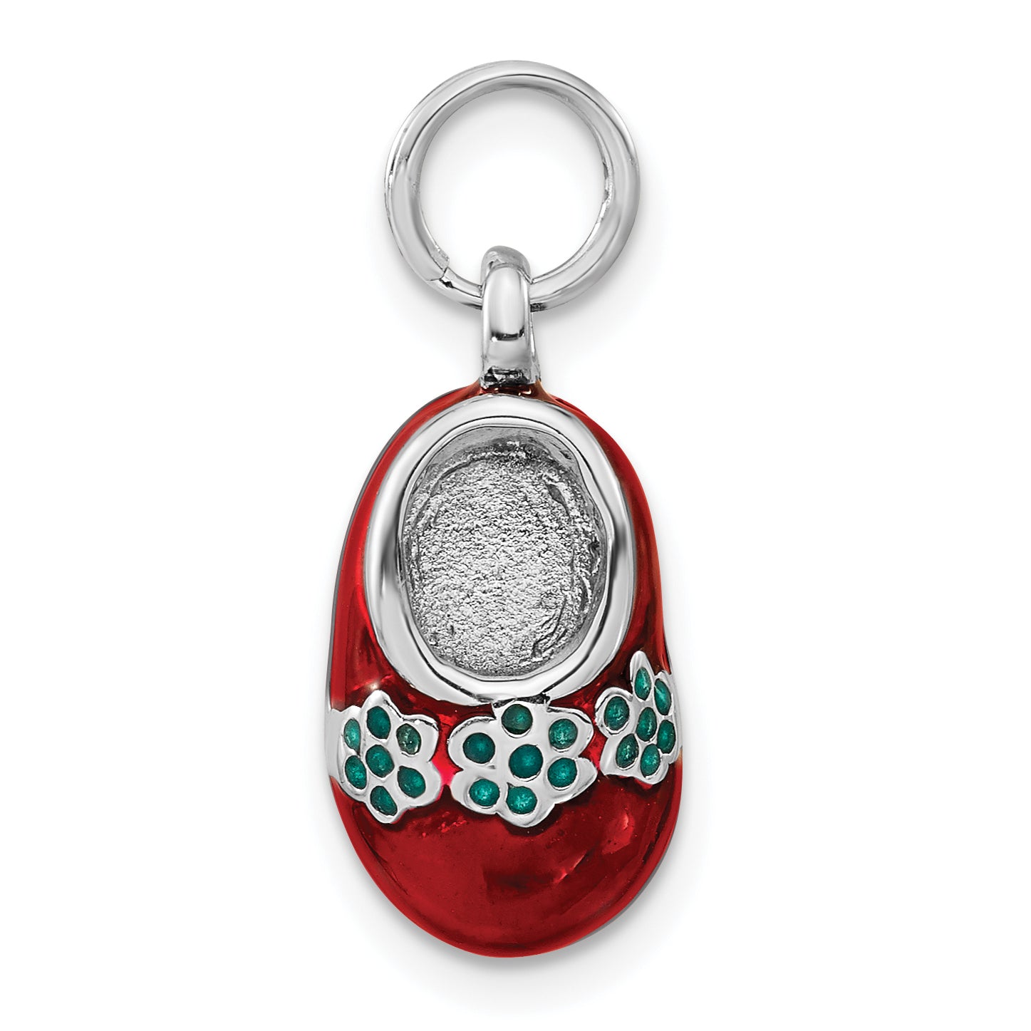 Sterling Silver 3-D Polished Blue & Red Enameled Shoe Charm Main image