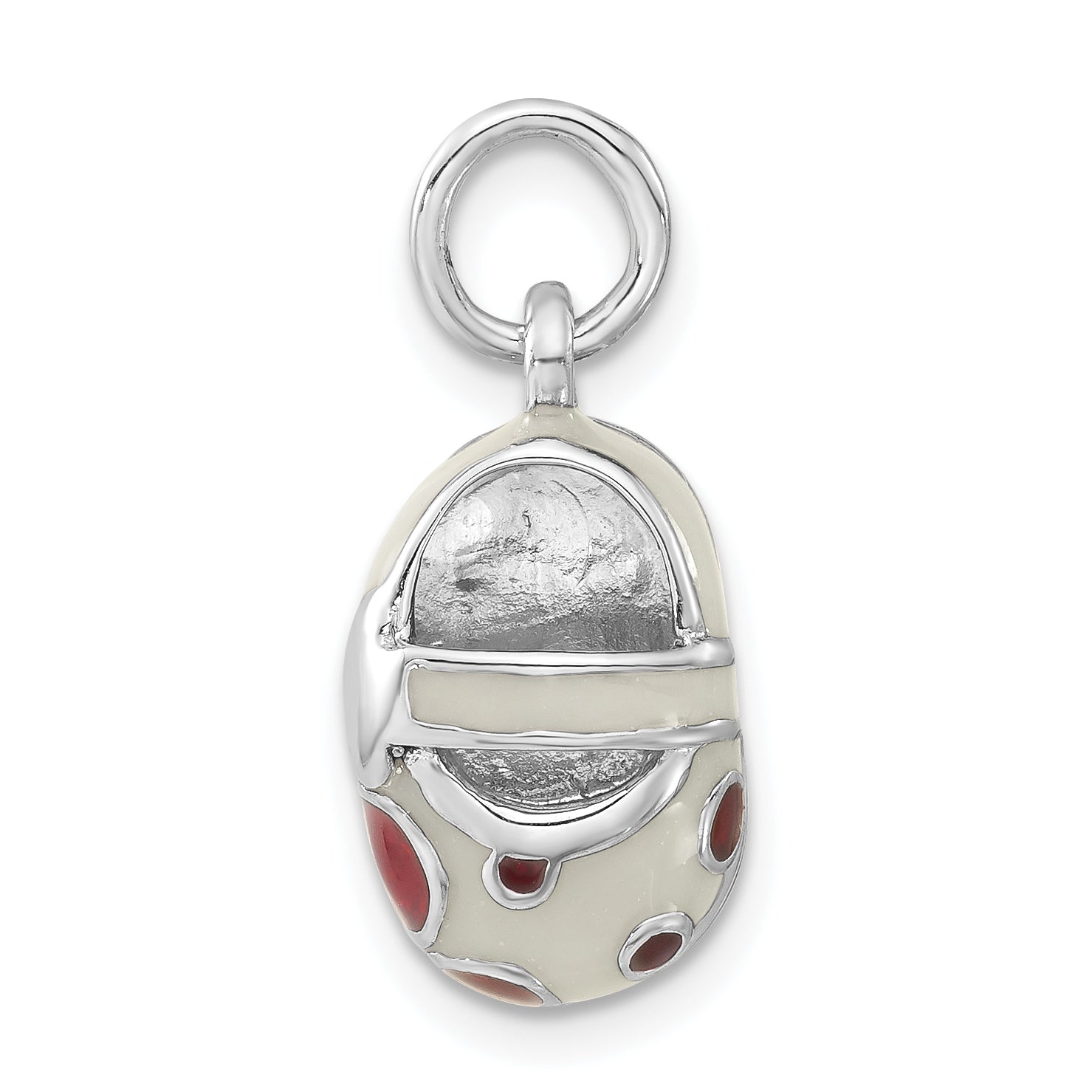 Sterling Silver 3-D Red & White Enameled Shoe Charm Main image