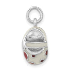 Sterling Silver 3-D Red & White Enameled Shoe Charm
