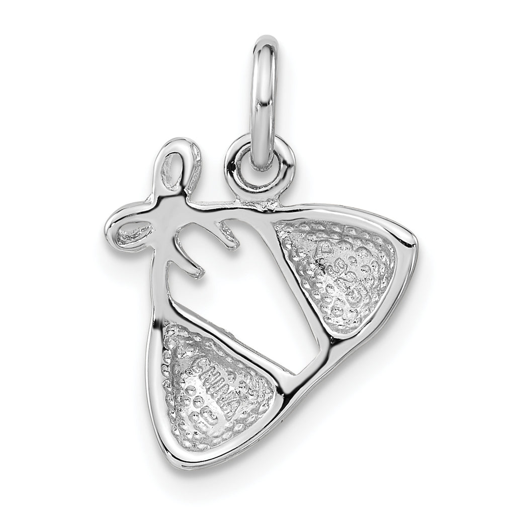 Sterling Silver 925 Rhodium Enameled Bikini Charm Elegant Red Accent