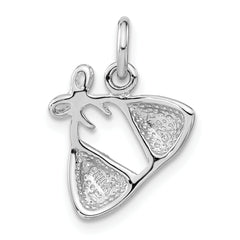 Sterling Silver 925 Rhodium Enameled Bikini Charm Elegant Red Accent