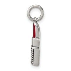 Sterling Silver 925 Lipstick Charm with Antiqued Enamel and Marcasite