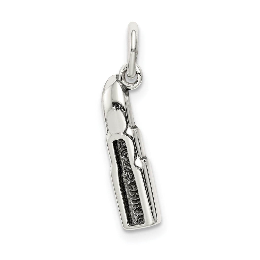 Sterling Silver 925 Lipstick Charm with Antiqued Enamel and Marcasite