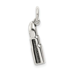 Sterling Silver 925 Lipstick Charm with Antiqued Enamel and Marcasite