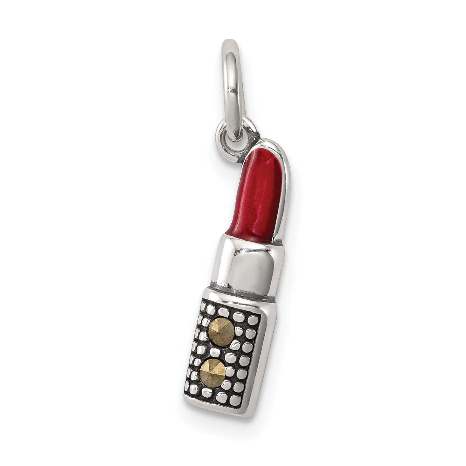 Sterling Silver Antiqued Enameled Lipstick Charm Main image