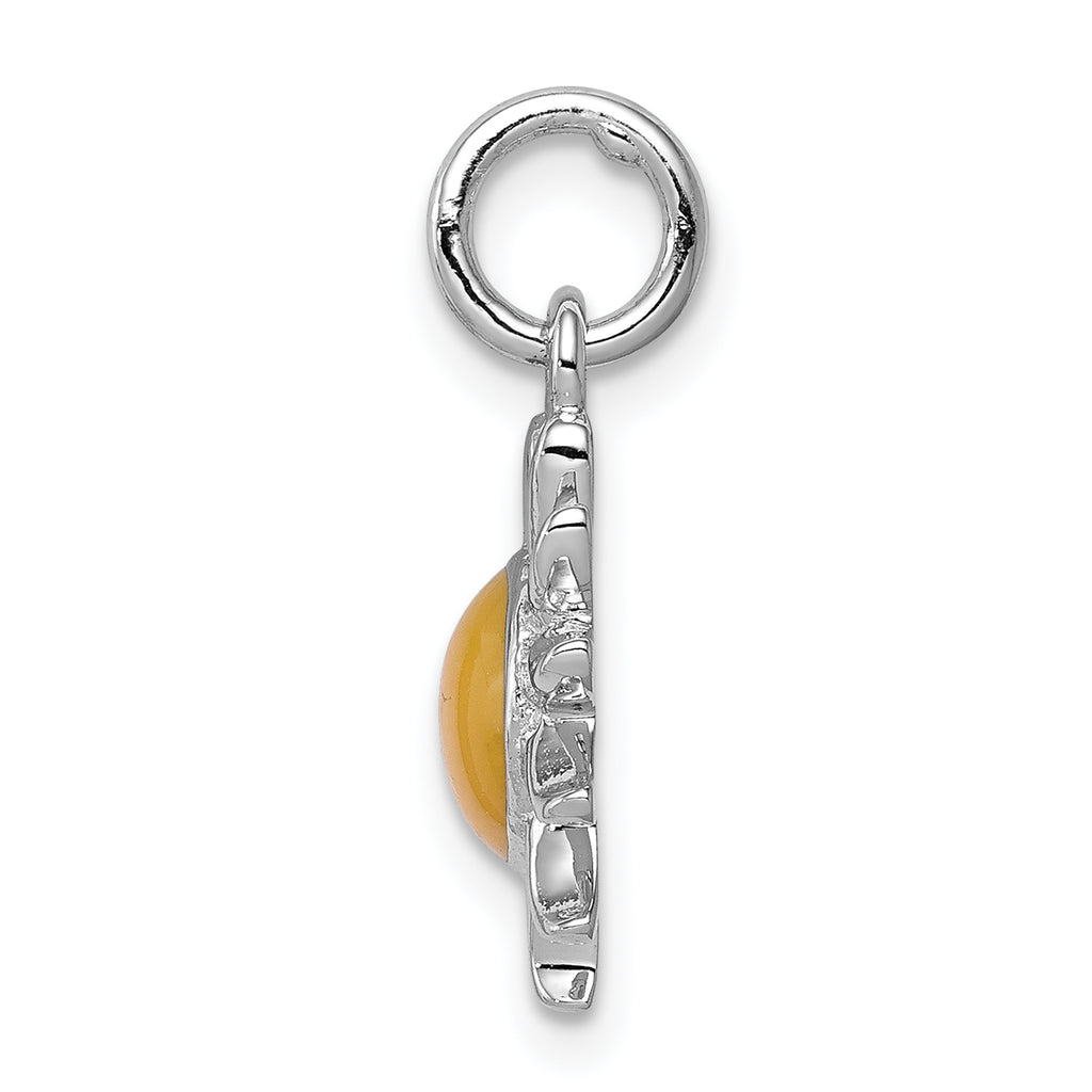Sterling Silver Rhodium-Plated Sun Charm Pendant Elegant and Solid