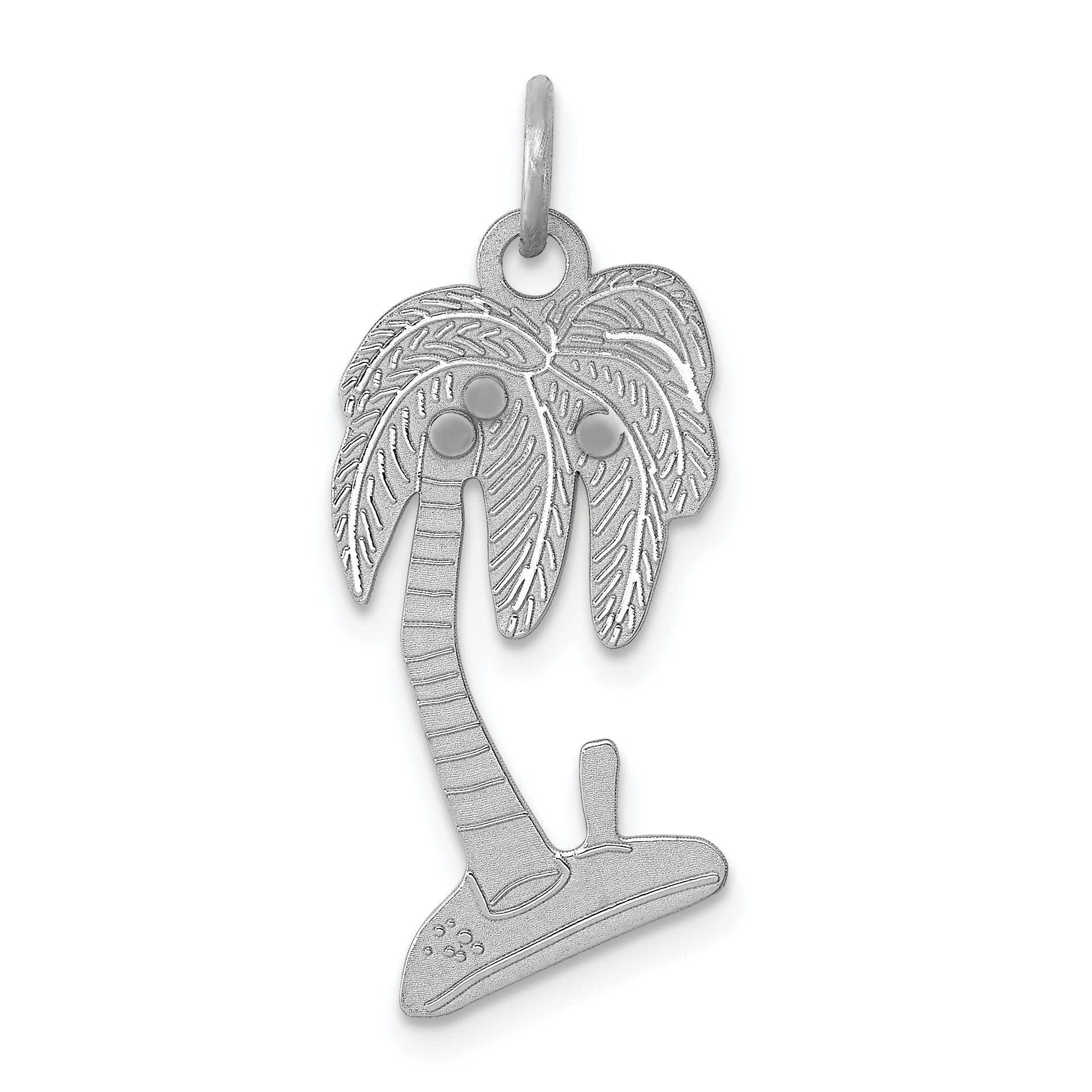 Sterling Silver Rhodium-plated Palm Tree Polished Charm Main image