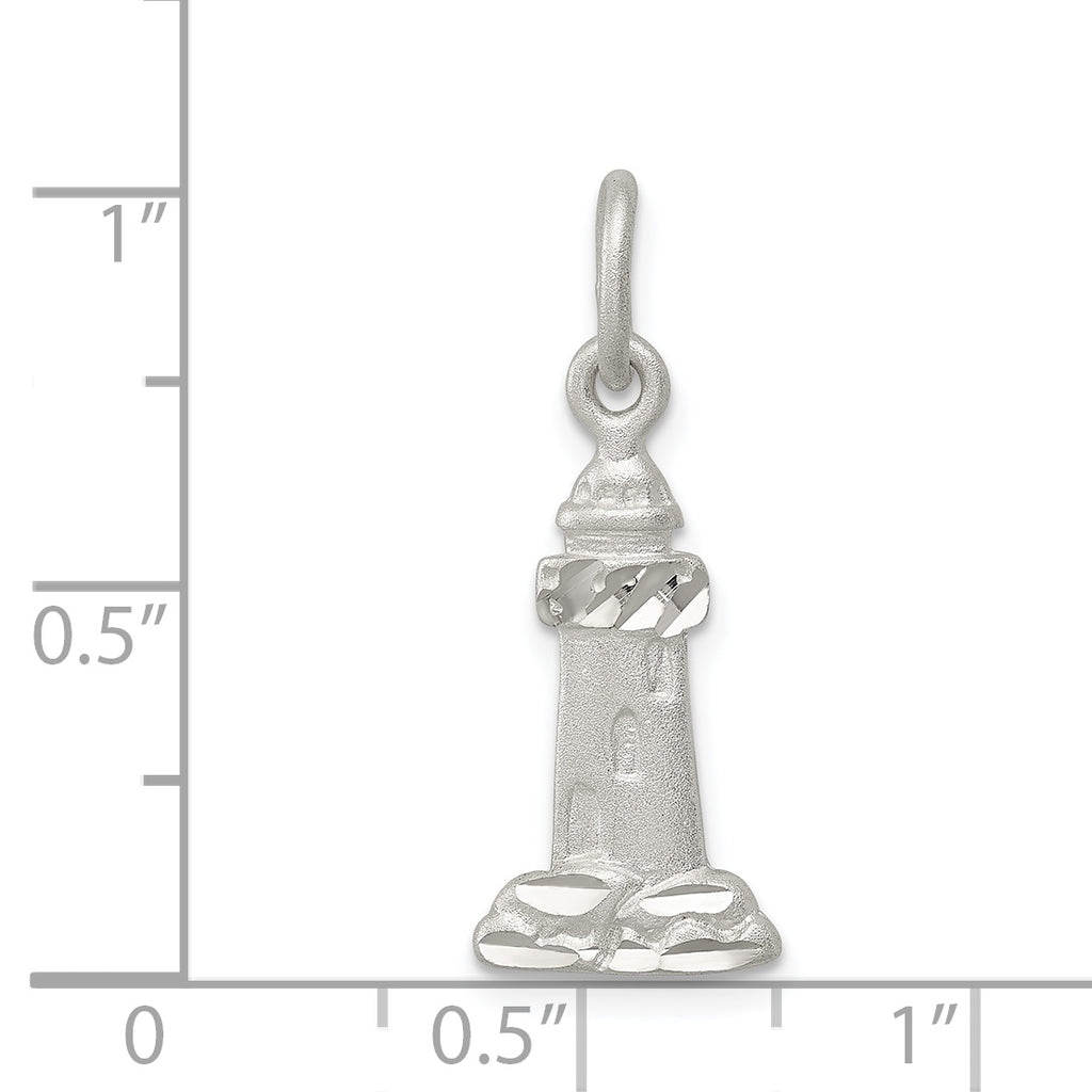 Sophia Jewelers Polished Sterling Silver Lighthouse Charm with Anti-Tarnish Finish