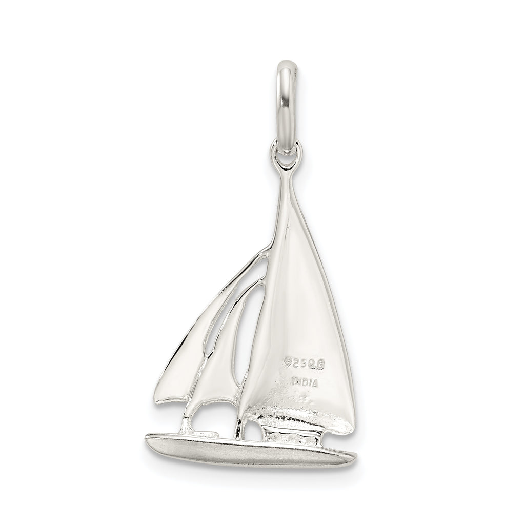 Sophia Jewelers Men's Polished Sterling Silver Sailboat Charm