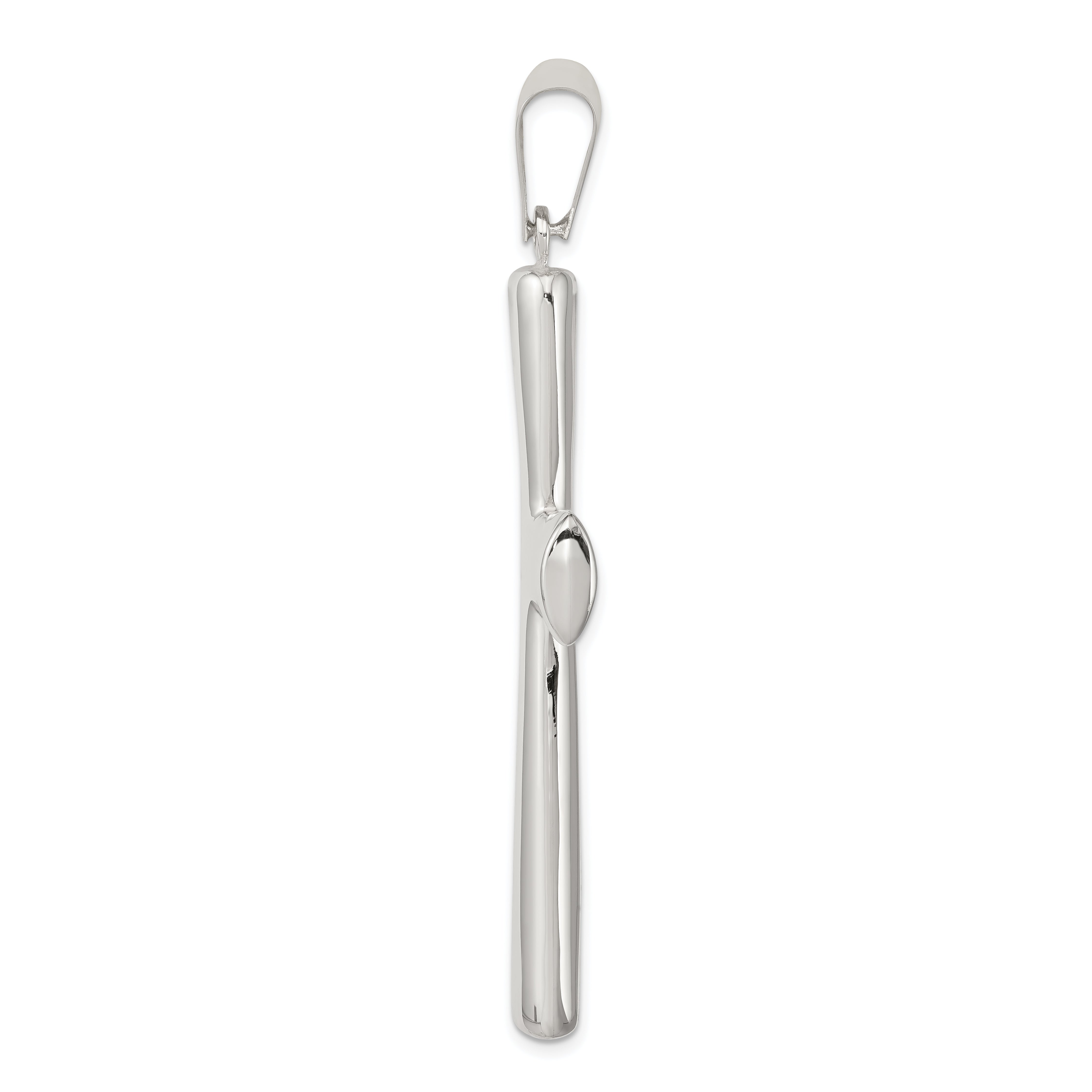 Sterling Silver 925 Polished Hollow Cross Pendant Elegant 62mm