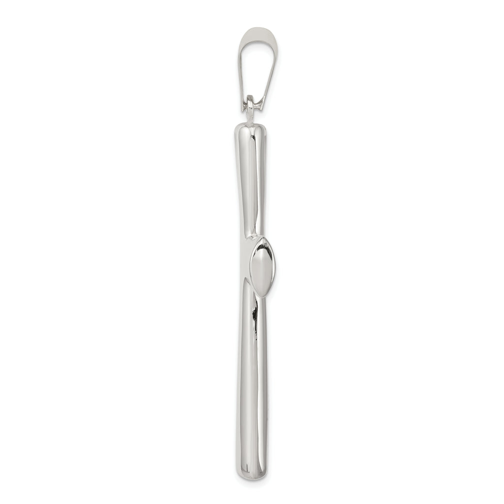 Sterling Silver 925 Polished Hollow Cross Pendant Elegant 62mm