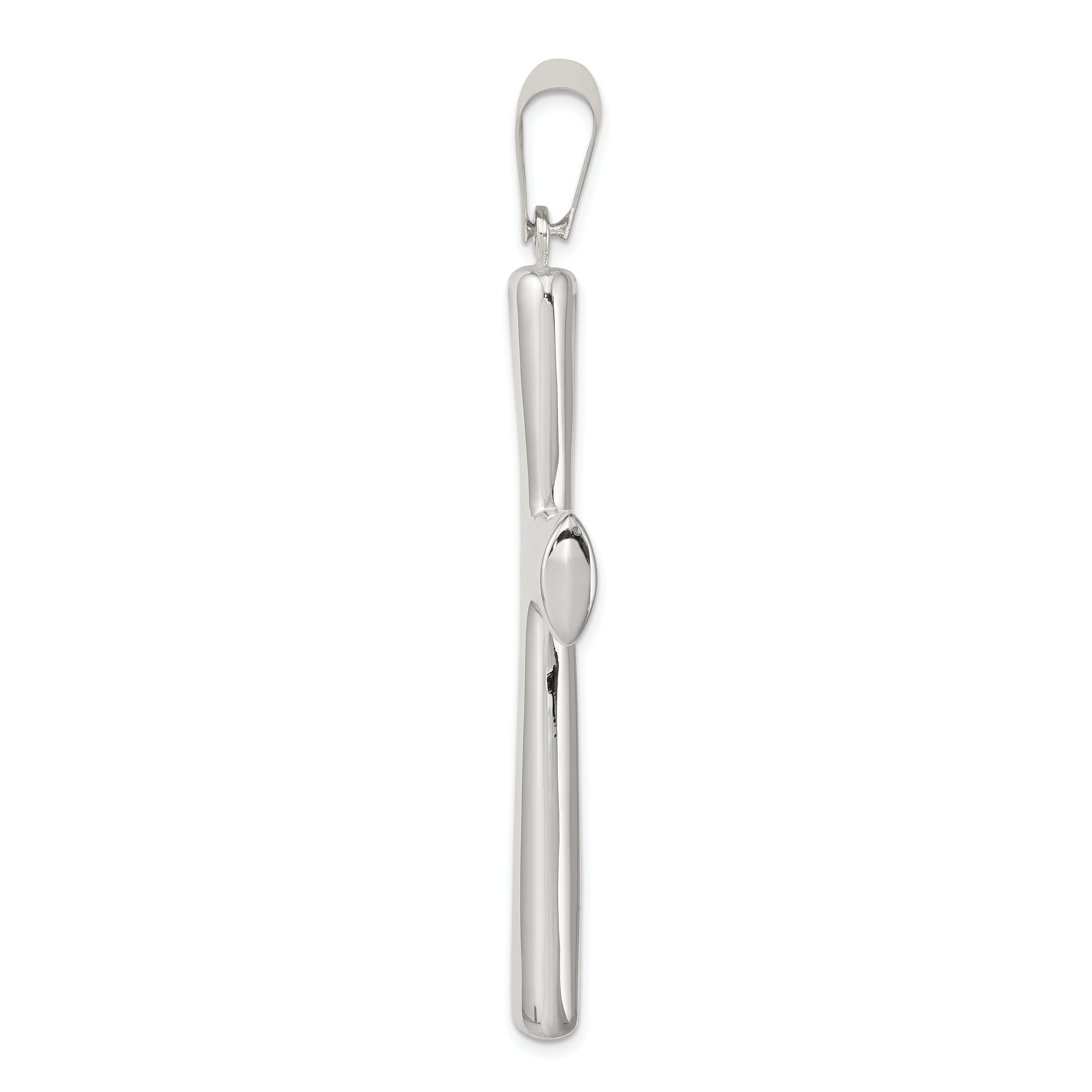 Sterling Silver 925 Polished Hollow Cross Pendant Elegant 62mm